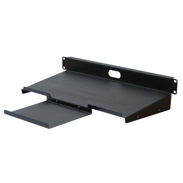 Quest Mfg Keyboard Shelf With Reversible Mouse Tray, 1U, 19" x 8"D, Black ES1019-0108